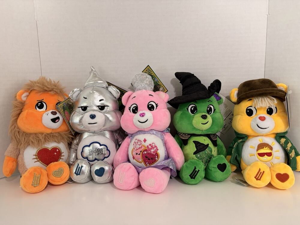 Wicked Care Bears 5 Plush Full Set - Both Glinda Elphaba CHASE Variants Included